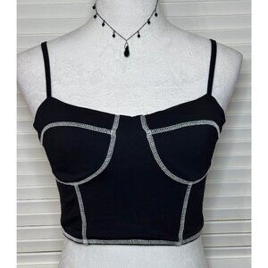 Superdown Womens Black Corset Bustier Crop Y2K Goth Size S Bra Top Halloween